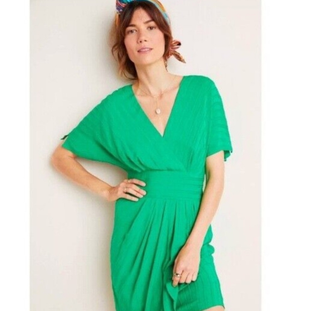⭐️Host Pick⭐️ Anthropologie Aryessa |  Kelly Dress Emerald Green Wrap